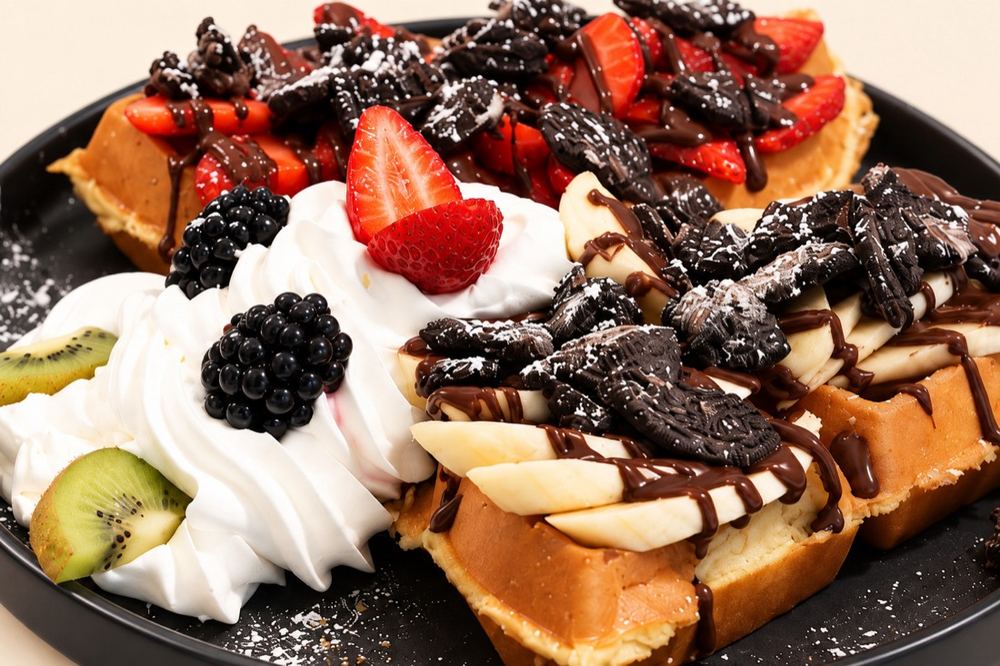 Gaufre Oreo aux fraises et chocolat